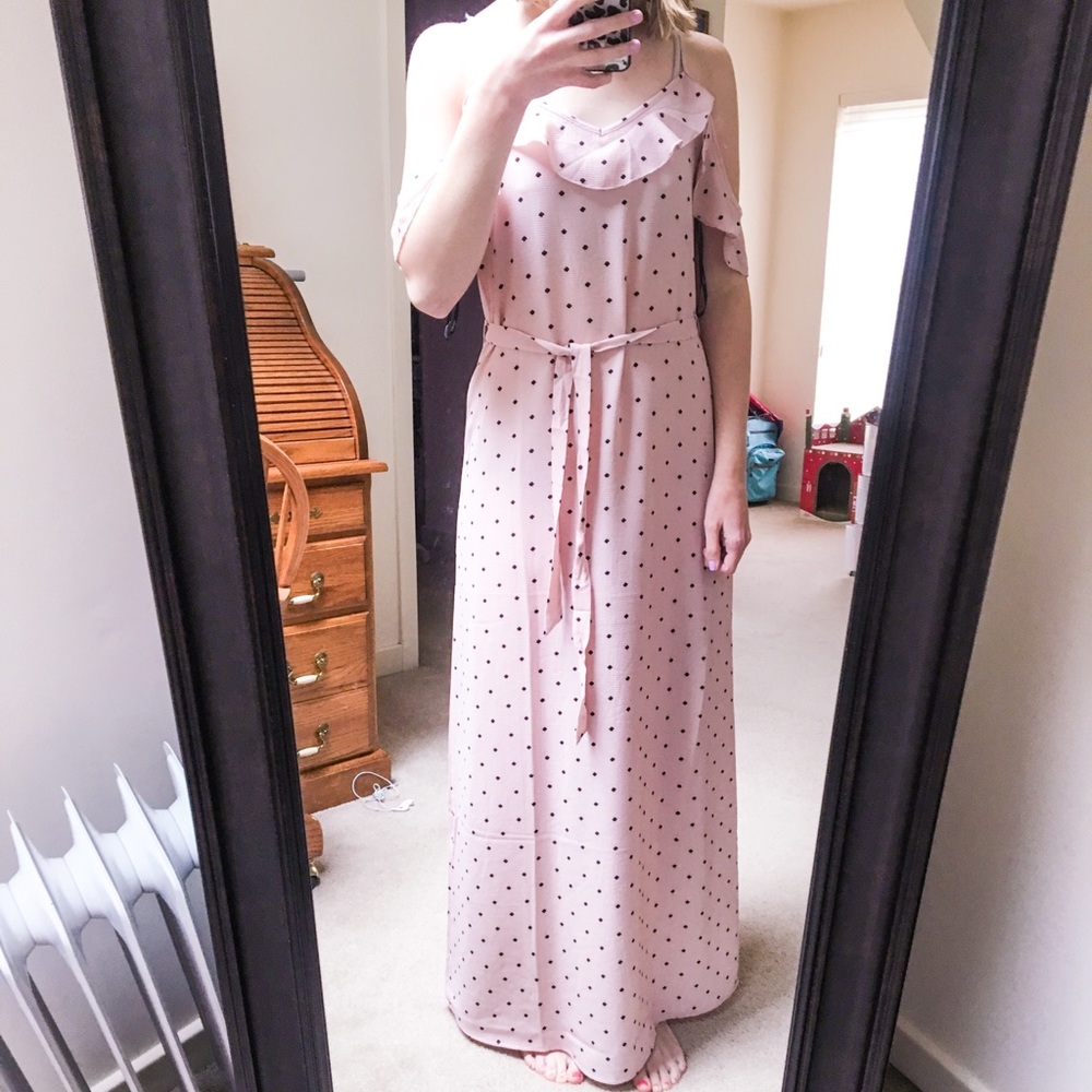 Pink ruffle maxi dress💗